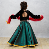 Black Velvet Embroidered Choli with Raw Silk Ghaghra and Tassels