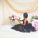 Net Woven Sleeveless Small Bow Stitched on Black Gown
