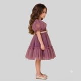 Puff Sleeves And Ruffle Hem Fancy Dress