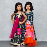 "Traditional Jaipuri Ghagra Choli with Digital Tile Print With Stylish Net Dupatta