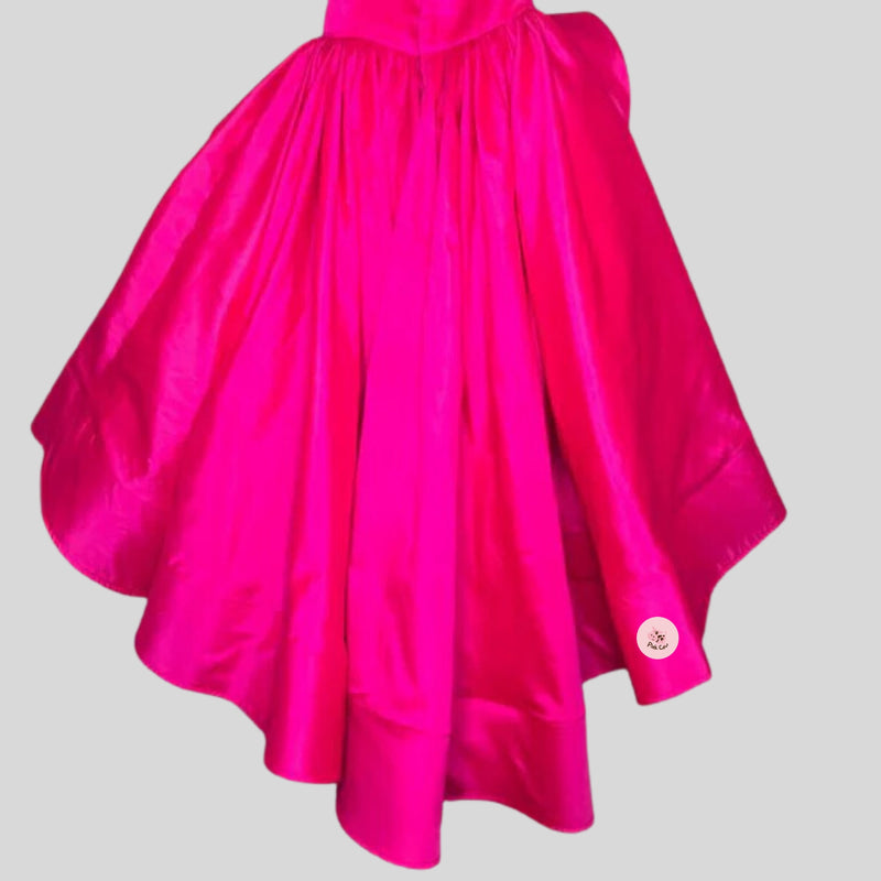 Pink silk ruffled gown