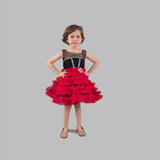 Red and black frilly dress