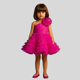 Swrily One Shoulder Frilled Dress