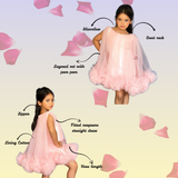 Peach pompom flared dress