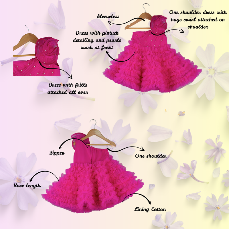 Swrily One Shoulder Frilled Dress