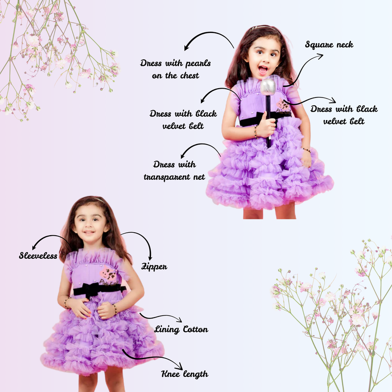 Frilly lavender dress with black bow