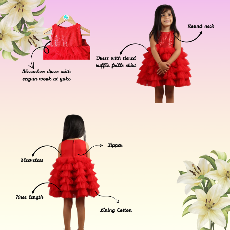 Girls Red Ruffle Dress