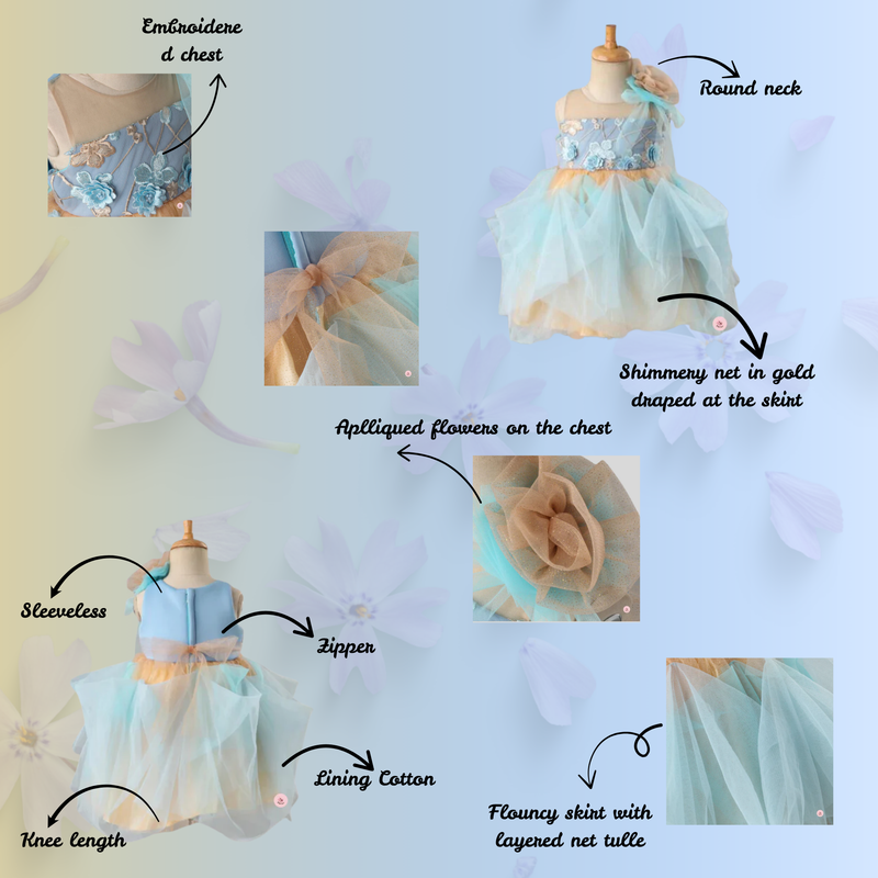 Blue and Cream Floral Dress