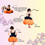 Bright orange and black layered tulle party dress