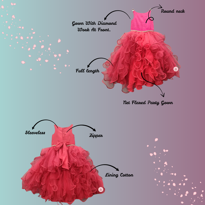 DAZZLE IN ELEGANCE NET FLARED PARTY GOWN ADORNED WITH EXQUISITE DIAMOND DETAIL AT THE FRONT