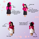 Trendy white dress with bold pink ruffles