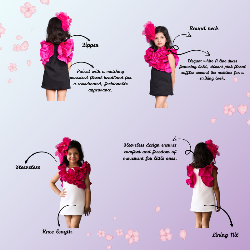 Trendy white dress with bold pink ruffles