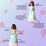 Elegant mint green floral embroidered frock