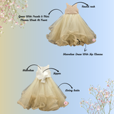 SLEEVELESS GOWN WITH FRONT PEARL & MINI FLOWER DETAIL FEATURING A STYLISH ZIP CLOSURE