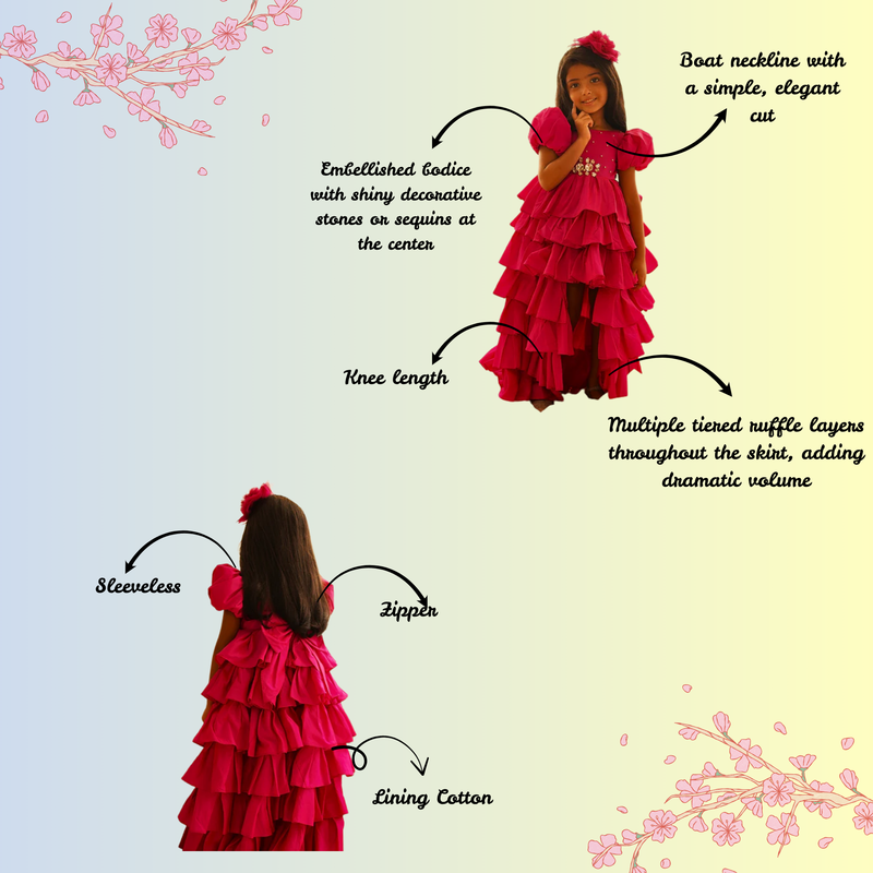 HOT PINK TAFETA HIGH LOW DRESS