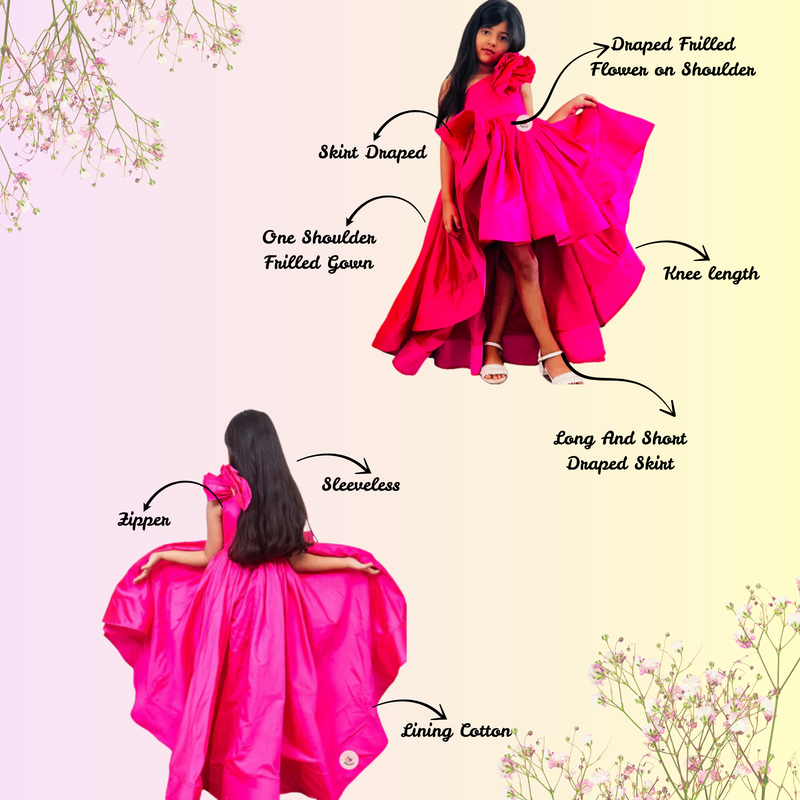Pink silk ruffled gown