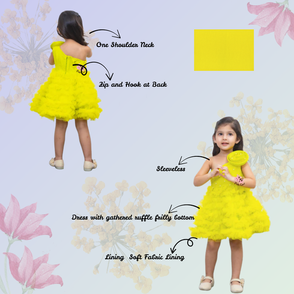 Swirl Ruffled Green One Shoulder Dress
