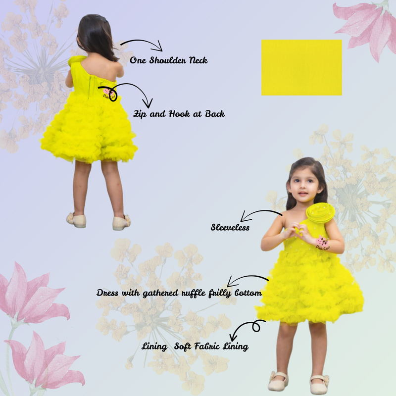 Swirl Ruffled Green One Shoulder Dress