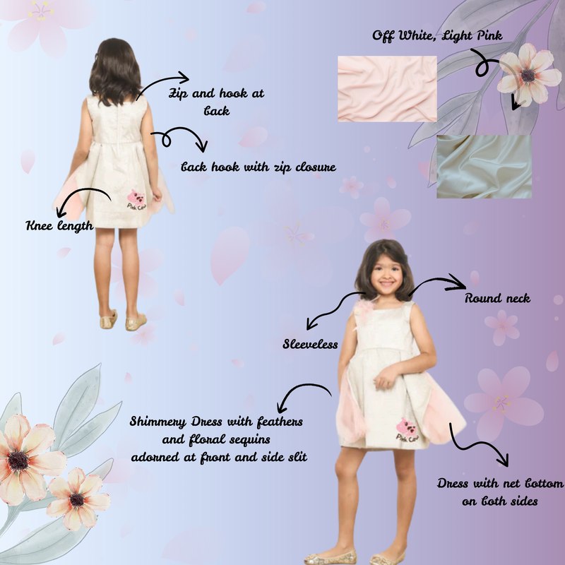 Shimmery Side Slit Off White Dress