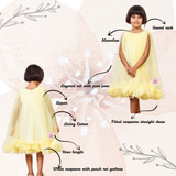 Yellow pompom flared dress
