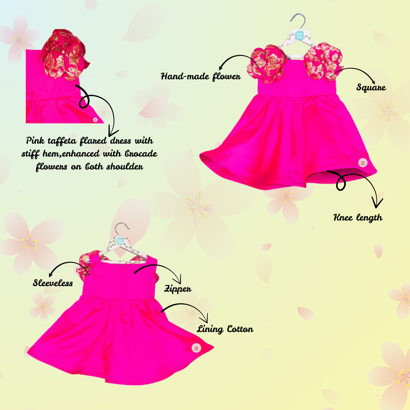 Pink Flared Knee Length Dress