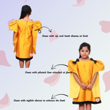 Mustard Yellow Bowie Dress With Stylish Sleeves