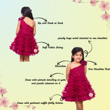Swirl Ruffled One Shoulder Wine Dress