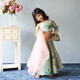 Charming mint green floral ghaghara choli