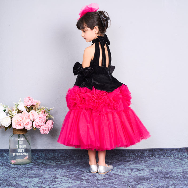 Butterfly Bloom Party Gown – Blush, Yellow & Hot Pink