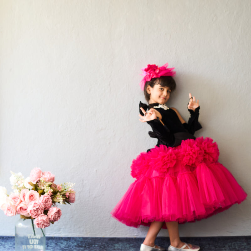 Butterfly Bloom Party Gown – Blush, Yellow & Hot Pink