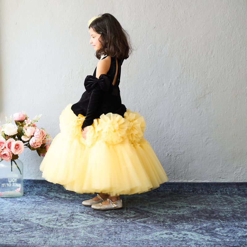 Butterfly Bloom Party Gown – Blush, Yellow & Hot Pink