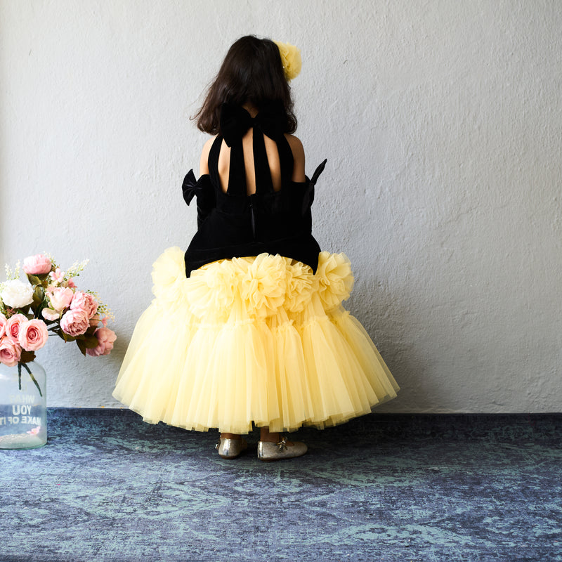 Butterfly Bloom Party Gown – Blush, Yellow & Hot Pink