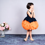 Bright orange and black layered tulle party dress