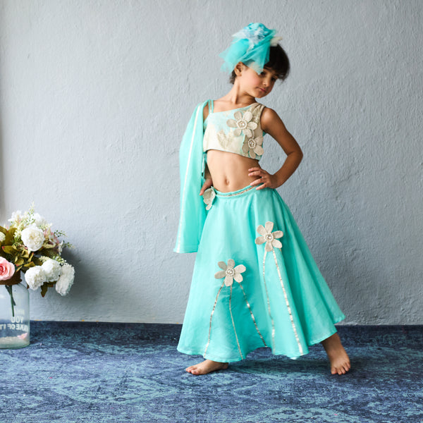 Aqua lehenga set