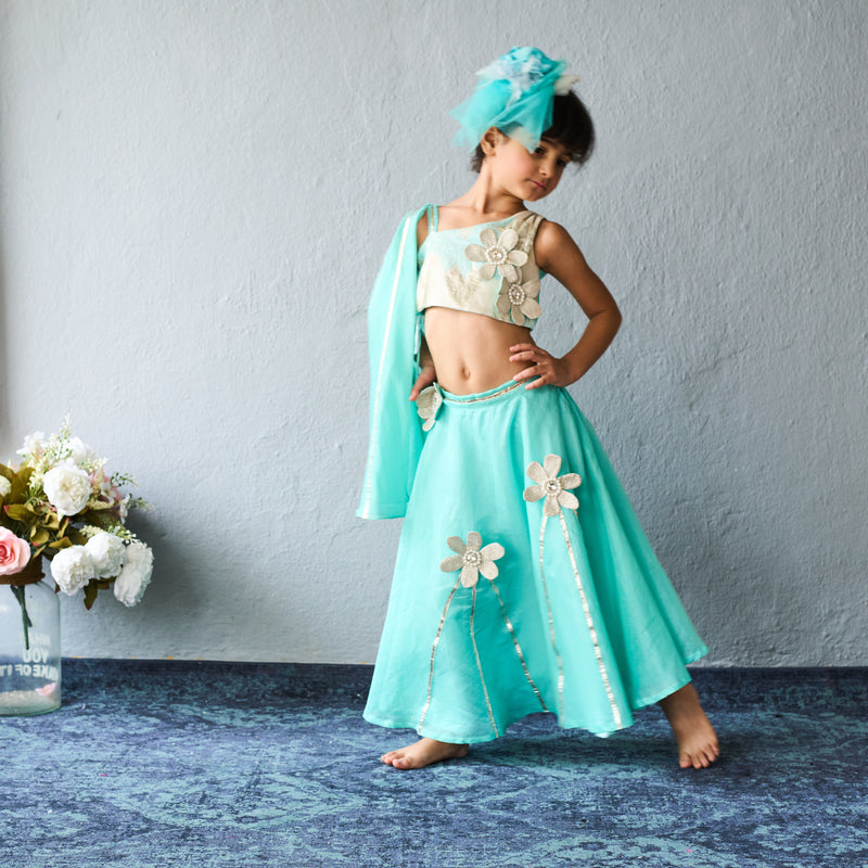 Aqua lehenga set