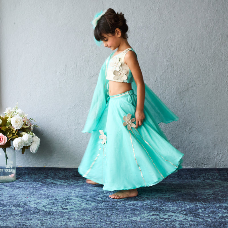 Aqua lehenga set