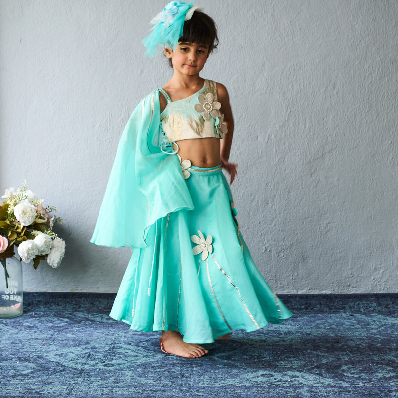 Aqua lehenga set