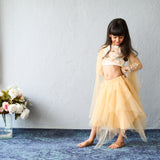 Chic and charming in a golden layered lehenga