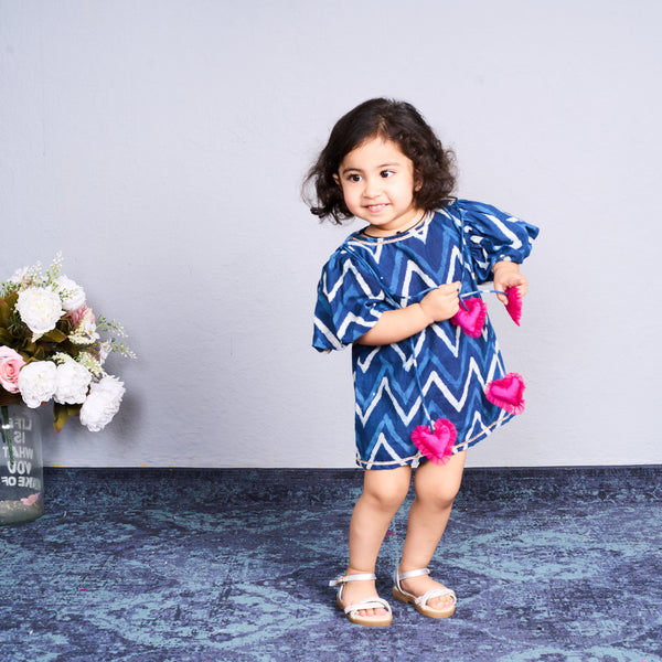 ZIG ZAG INDIGO PRINT DRESS