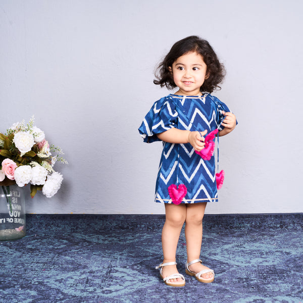 ZIG ZAG INDIGO PRINT DRESS