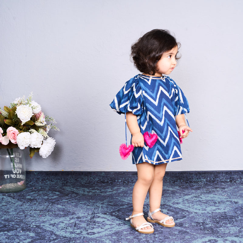 ZIG ZAG INDIGO PRINT DRESS