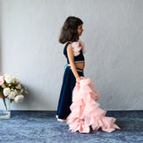 Elegant navy and blush lehenga set