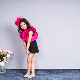 Trendy white dress with bold pink ruffles