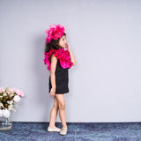 Trendy white dress with bold pink ruffles