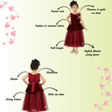 Maroon Velvet Gown with Floral Embellishments