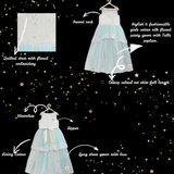 Aqua blue princess gown with lace and flowers