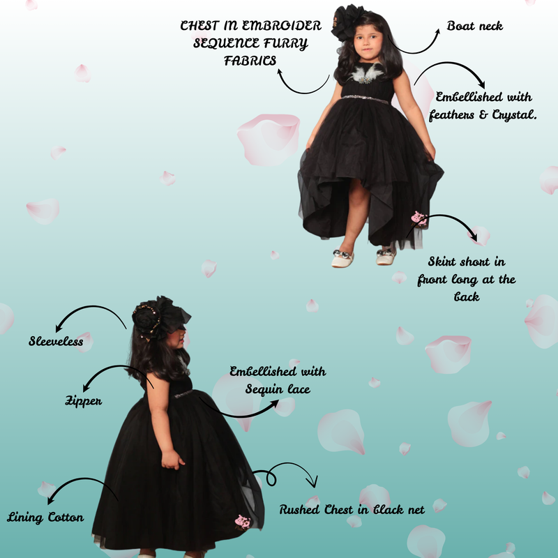 High-Low Black frilly Gown