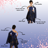 Bambi wear Navy Blue One Shoulder Gown