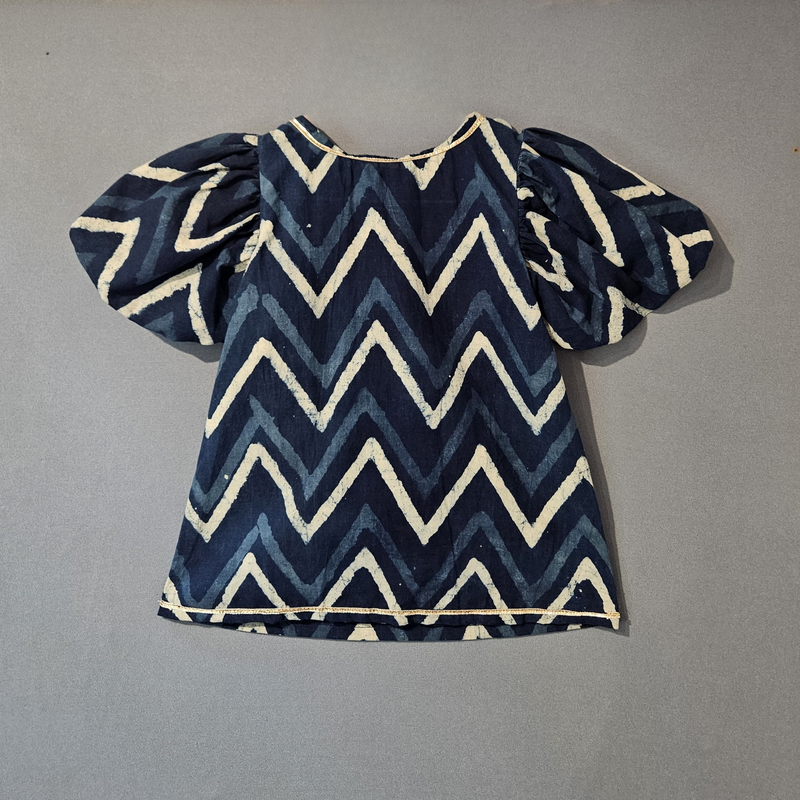 ZIG ZAG INDIGO PRINT DRESS