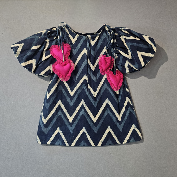 ZIG ZAG INDIGO PRINT DRESS